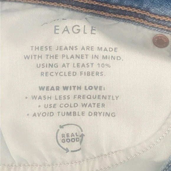 American Eagle Low Rise Bootcut Ripped Blue Jeans Size 0 - Picture 7 of 15